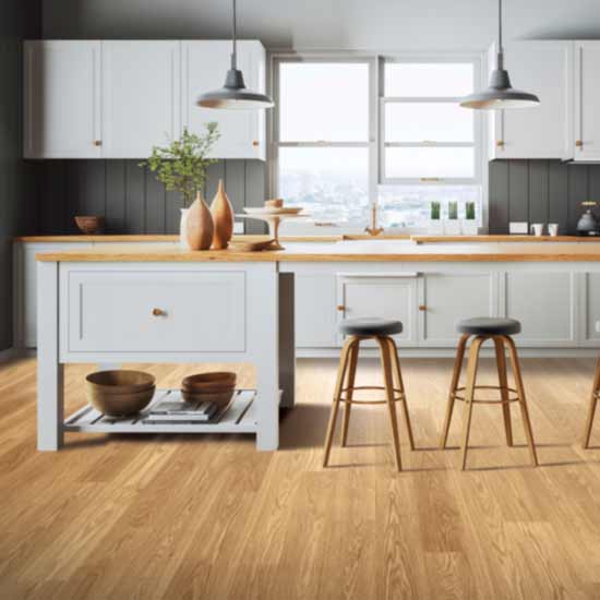 wood look laminate flooring in kitchen